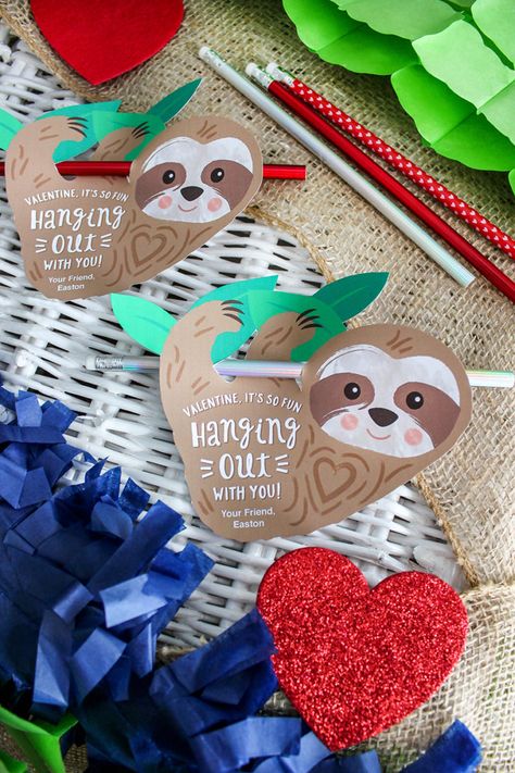 Sloth Valentine, Valentine School, Sloth Birthday, Valentine's Day Printables, School Celebration, Valentines School, My Funny Valentine, Classroom Valentine, Valentine Box