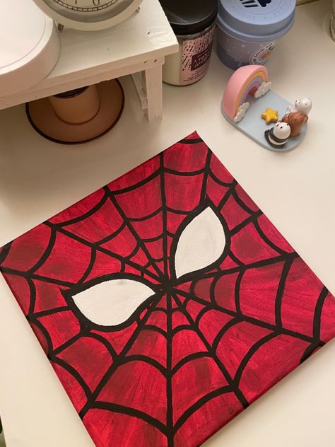 Spiderman Parking Spot, Painting Ideas On Canvas Spiderman, Spider Man Painting Easy, Edgy Painting Ideas, Spiderman Painting On Canvas, Spiderman Painting Easy, Simple Painting Ideas For Beginners Easy, Spiderman Crafts, Paint Spiderman