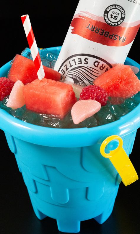 Beach Pale Drinks Alcohol, Liquor Bucket Drinks, Summer Bucket Drinks, Beach Pail Drinks, Bucket Drinks Alcohol Recipes, Bucket Alcohol Drinks, Boozy Bucket Recipes, Sand Pail Alcohol Drinks, Alcohol Bucket Drinks