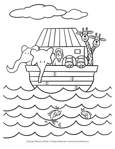 Noah's Ark Coloring Page | Sermons4Kids Noahs Ark Preschool, Sunday School Coloring Sheets, Noahs Ark Craft, Ark Craft, Free Bible Coloring Pages, Bible Coloring Sheets, Noah Ark, Sunday School Coloring Pages, School Coloring Pages