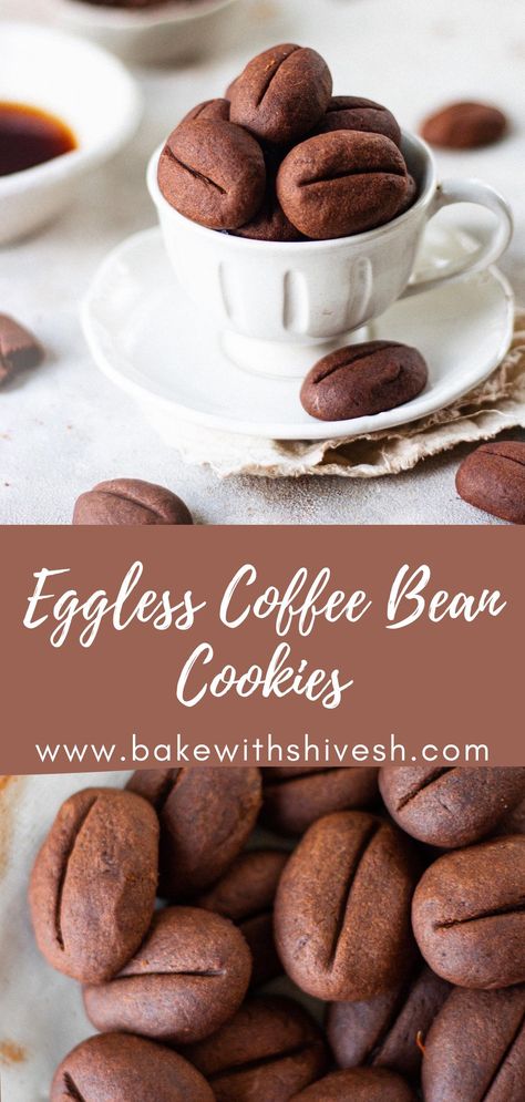 Vegan Coffee Cookies, Cookies Eggless Recipe, Cookies Recipes Eggless, Eggless Cookies Recipes, Eggless Sugar Cookie Recipe, Coffee Bean Cookies, Custard Dessert Recipes, Coffee Cookies Recipe, Bake With Shivesh