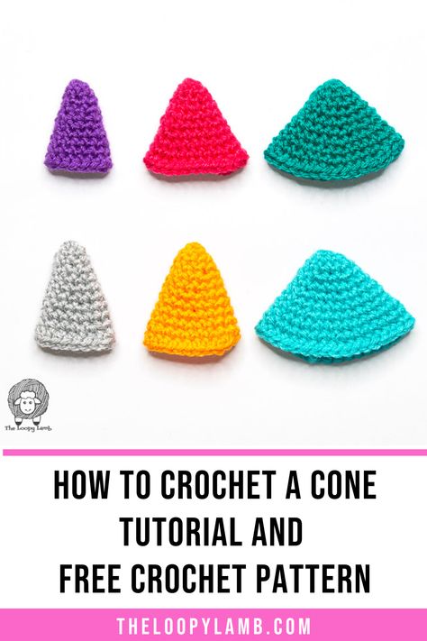 Learn how to crochet a cone with this easy tutorial that shows you how to make cones in multiple ways so you can make the exact cone that you need for your project. This post also includes the free crochet pattern for each type of cone so that you make your own! Click to view this free crochet tutorial or save it to your crochet board for later. Fun Craft Projects, Dog Cone, Crochet Decrease, Toys Crochet, Crochet Triangle, Beginner Crochet Projects, Crochet Amigurumi Free, Learn How To Crochet, Your Crochet