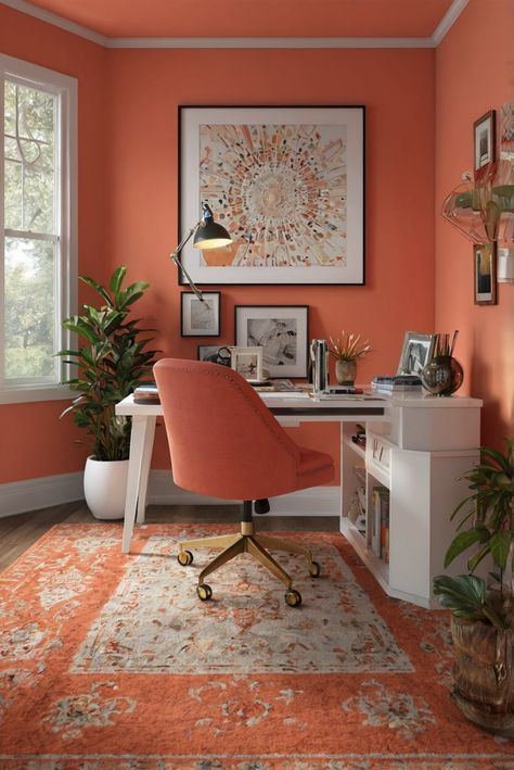 Get ready to energize your office space with Coral Burst paint! Dive into daily routines and decor ideas for an inspiring and impactful interior design transformation. #Ad #homedecor #homedesign #trendgirlApartment #Painthome #interiorarchitecture Wall Colors Green Room Colors
Bright Room office Colors
Apartment Renovation
Home office Remodeling
Modern Paint Colors
2024 Coral Room Paint, Coral Home Office, Coral Office Walls, Coral Walls Living Room, Salmon Paint Color, Colors For Home Office, Coral Living Room, Coral Office, Orange Painted Walls