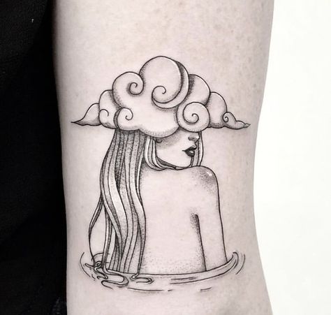 Cloud With Moon Tattoo, The Only Way Out Is Through Tattoo, Flesh Tattoo, Silhouette Tattoo, Nature Tattoo Sleeve, Traditional Tattoo Designs, Family Tattoo Designs, Cursive Tattoos, Tattoos With Kids Names