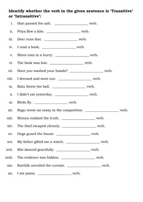 Transitive and Intransitive verbs online worksheet for Grade 8. You can do the exercises online or download the worksheet as pdf. Transitive Verbs Worksheet, Transitive And Intransitive Worksheet, Grade 8 English, Transitive And Intransitive Verbs, Intransitive Verbs, Character Trait Worksheets, Verbs Worksheet, English Grammar Test, Intransitive Verb