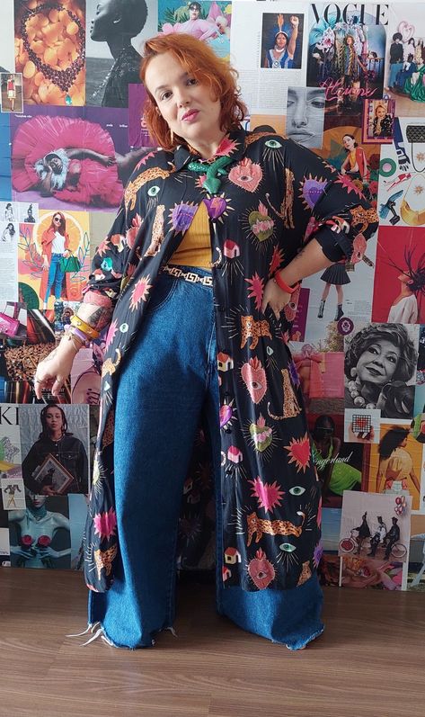 Funky 80s Outfits, Plus Size Unique Fashion, Plus Size Artsy Fashion, Plus Size Artist Fashion, Plus Size Nonbinary Outfits, Eccentric Outfits Plus Size, Black Maximalist Outfit, Eclectic Professional Outfit, Eclectic Style Fashion Plus Size