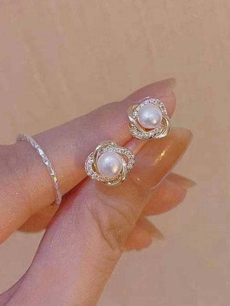 Cheap Elegant Pearl Earrings Set, Elegant Gold-plated Pearl Earrings For Parties, Elegant Formal Clip-on Pearl Earrings, Elegant Pearl Clip-on Earrings For Formal Occasions, Cheap Pearl Clip-on Earrings For Women, Jewelry Design Earrings, Pearl Hoop Earrings, Watches Women Fashion, Pearl Stud Earrings