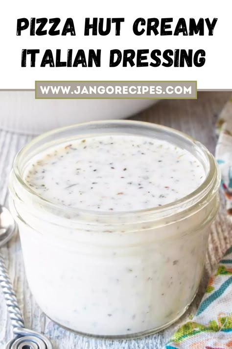 Creamy Italian Dressing Recipe, Pizza Hut Recipe, Homemade Creamy Italian Dressing, Italian Dressing Recipe, Creamy Italian Dressing, Simple Spinach Salad, Italian Dressing Recipes, Homemade Italian Dressing, 2023 Recipes