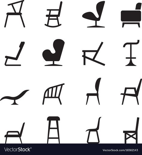 Chair icons Royalty Free Vector Image - VectorStock Rocking Chair Redo, Chair Icon, Furniture Icon, Chair Illustration, Chairs Logo, Inspiration Logo Design, Woodworking Logo, Reupholster Chair, Furniture Logo