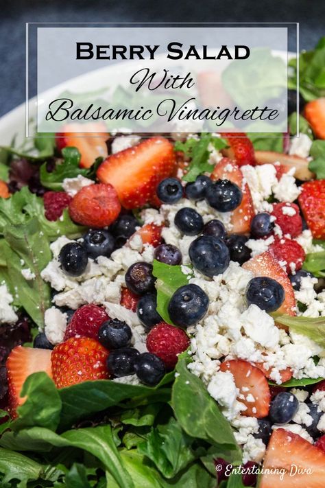 Berry Salad Recipe, Salad With Balsamic Vinaigrette, Raspberry Salad, 4th Of July Food, Homemade Balsamic Vinaigrette, Blueberry Salad, Balsamic Vinaigrette Dressing, House To Home, Jello Shot