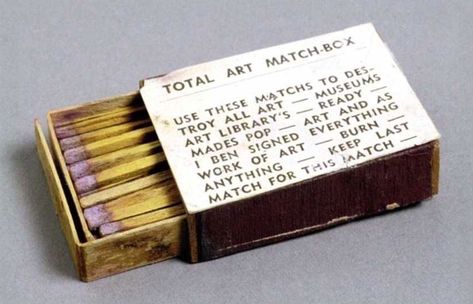 Fluxus Art, Fluxus Movement, Nam June Paik, Claes Oldenburg, Library Art, Matchbox Art, Conceptual Artist, Match Box, Tag Design