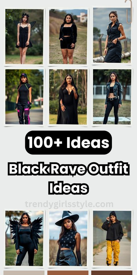 Black Rave Outfit Ideas that will slay #RaveFashion #BlackRaveOutfit #FestivalStyle #EdgyLooks #RaveOutfits" Non Revealing Rave Outfits, Witchy Rave Outfit, Goth Festival Outfit, Goth Rave Outfits, All Black Rave Outfit, Black Rave Outfits, Rave Outfit Ideas, Combat Boot Outfits, Edgy Looks