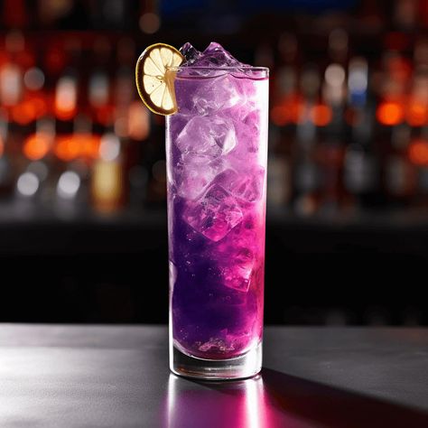 Rendering of a drink Purple Rain Purple Dragon Drink, Midnight Rain Cocktail, Sweet And Sour Alcoholic Drinks, Pink And Purple Cocktails, Purple Drinks Alcohol, Fruit Tingle Cocktail, Purple Rain Drink, Purple Rain Cocktail, Rain Cocktail