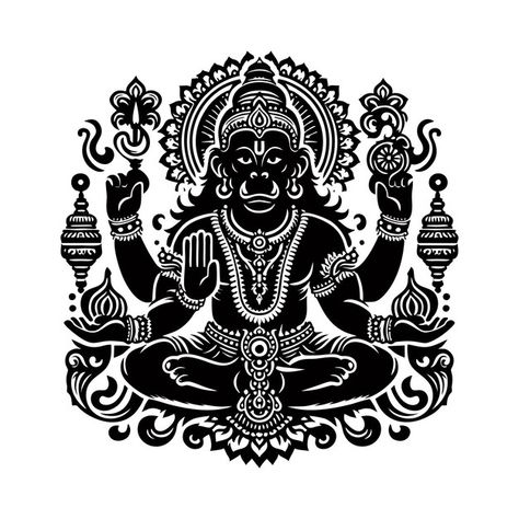 A black and white drawing of a god with ... | Premium Vector #Freepik #vector #hindu-god #vinayaka #nataraja #morya Hanuman Illustration, India Illustration, Bike Workshop, Chinese Symbol Tattoos, Illustration Black And White, Symbol Tattoos, Chinese Symbols, White Drawing, Technology Icon