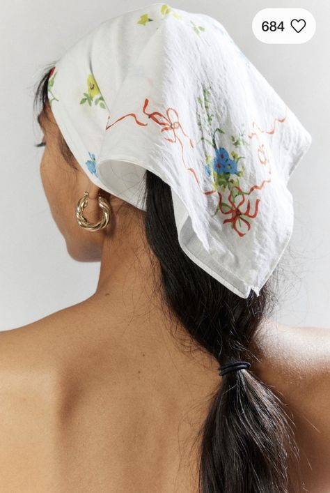 Scarves For Hair, Embroidered Head Scarf, Scarf On Head, Headband Aesthetic, Headscarf Wrap, Head Scarf Outfit, Allover Flower, Hair Bandana, Head Bandana