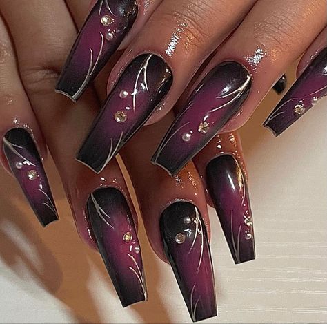 Magenta Nails, Dark Purple Nails, Aura Nails, Purple Acrylic Nails, Punk Nails, Gothic Nails, Edgy Nails, Grunge Nails, Soft Nails