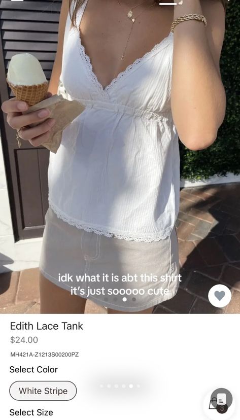 Edith Lace Tank, Lace Tank, White Tank Top, White Tank, Brandy Melville, Brandy, Lace Trim, Tank Top, Trim