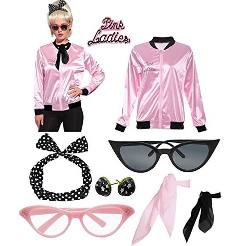 Pink Ladies Costume, Sock Hop Outfits, Sock Hop Costumes, Pink Lady Costume, Pink Ladies Grease, Grease Outfits, Grease Costume, Car Hop, 50s Costume