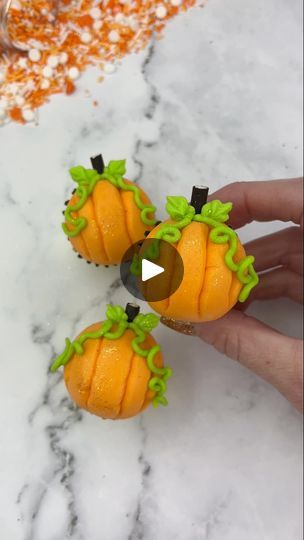 1M views · 8.6K reactions | Who’s ready for Pumpkin SZN??  🎃🧡🎃 If not then save the idea until you are 😛😉 How to 💁🏼‍♀️🎃🧁 I used mini cupcakes and a silicone cake pop mold for these 🎃 Use tip 12 to pipe orange buttercream lines into your mold 🎃 FREEZE 🥶 for 15 minutes 🎃 Add more orange buttercream into the mold followed by your mini cupcakes. 🎃 FREEZE 🥶 again for 15 minutes.🎃 Push them out of the mold 🎃 Add a pocky stick for the stem 🎃 Use tip 342 to add leaves and tip 4 to add vines #cupcakes #mini #halloweenbaking #pumpkins #pumpkinszn #cakedbyrach #cakeart #cupcakedecorating | Caked By Rach | Oskar Schuster · The Pumpkin's Song (Menu Theme) Pumpkin Song, Halloween Party Planning, Orange Buttercream, Cake Filling Recipes, Fall Cupcakes, Cake Pop Molds, Chocolate Sticks, Cake Hacks, Wilton Cake Decorating