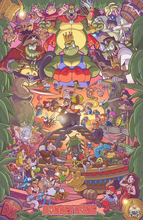 KLN en Twitter: "This has been a long time coming! Here's my Donkey Kong series poster! Donkey Kong Country was one of my earliest obsessions as a kid. #DonkeyKongCountry #Nintendo #DonkeyKong https://t.co/95o6ziMs0e" / Twitter Nintendo Tattoo, Diddy Kong, Donkey Kong Country, Series Poster, Super Mario Art, Happy 40th Birthday, Nintendo Art, Mario Art, Legend Of Zelda Breath