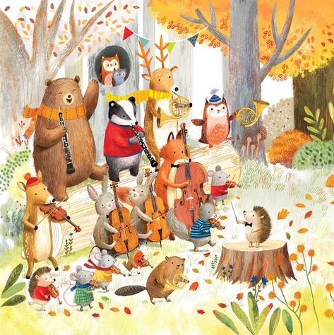 Ag Jatkowska — The Bright Agency Cute Forest Animals Illustration, Ag Jatkowska, Closet Fort, Happy New Year Illustration, Celebration Illustration, Autumn Love, Instagram Autumn, Autumn Illustration, Happy Friday Everyone