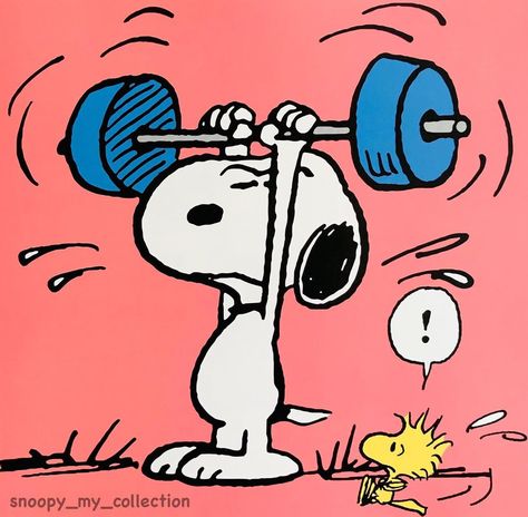 Snoopy - My Collection on Instagram: “Beagle’s power 💪😎 #peanuts #snoopy #woodstock #gym #weightlifting #strong #power #fun #cute #instasnoopy #pictureoftheday #collection…” Croquis, Snoopy And Peanut, Being Fit Aesthetic, Snoopy Exercising, Self Love Cartoon Images, Snoopy Fanart, Snoopy Running, Gym Cartoon, Peanuts Snoopy Quotes