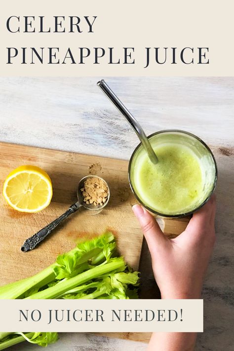 Try this delicious and nutritious Celery Pineapple Juice! An immune boosting drink full of antioxidants. No juicer needed! Pineapple Juice Recipes, Heart Healthy Diet, Vitamix Recipes, Smoothie Drink Recipes, Fresh Drinks, Mango Juice, Healthy Drinks Recipes, Smoothie Drinks, Pineapple Juice