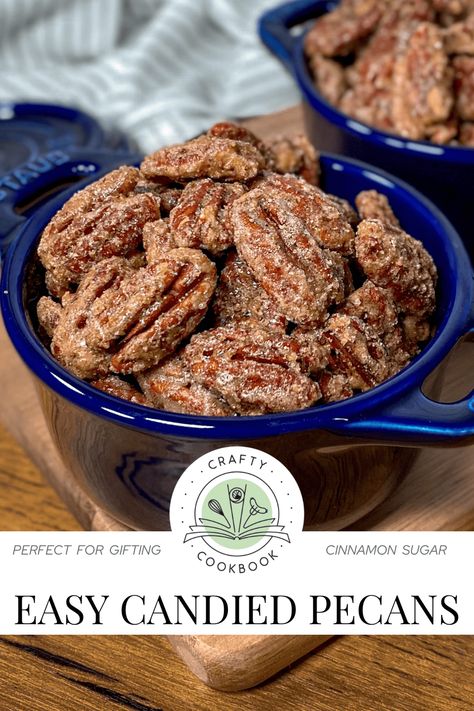 Easy Candied Pecans Sugar Roasted Pecans, Candied Pecans Easy, Easy Candied Pecans, Pecan Recipes Easy, Cinnamon Sugar Pecans, Sugar Pecans, Candied Pecans Recipe, Culinary Food, Glazed Pecans