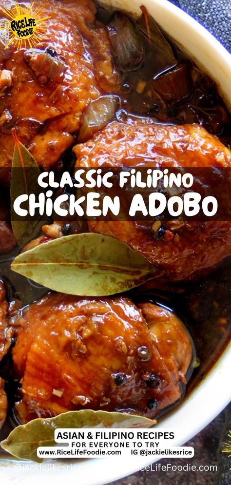 BEST Classic Filipino Chicken Adobo with Step By Step Pictures | Rice Life Foodie Adobo Chicken Recipe Filipino, Adobo Chicken Slow Cooker, Philippines Chicken Adobo, Pollo Adobo Filipino, Adobo Filipino Recipe, Easy Chicken Adobo Filipino, Philippine Adobo Chicken, Chicken Adobado Recipe, Adobo Chicken Wings Filipino