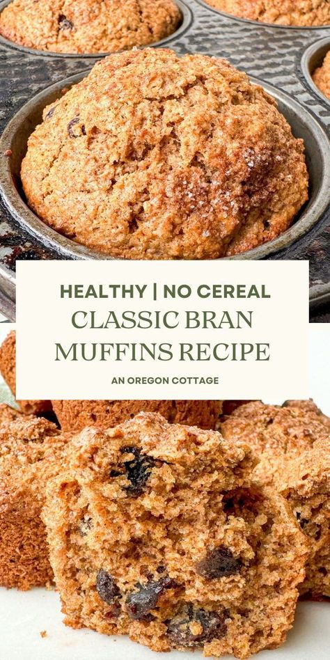 Craving a healthy breakfast or treat that's bursting with flavor and nutrition? Try our delicious bran muffins recipe that skips the cereal and extra sugar but keeps the taste! Made with simple, whole ingredients, these fiber packed bran muffins are perfect for keeping you satisfied. Plus, the whole family will love them! Almond Flour Bran Muffins, Fluffy Bran Muffins, Wheat Bran Muffins Healthy, Banana Bran Muffins With All Bran Cereal, Banana Bran Bread, Bran Muffins With Wheat Bran, Moist Bran Muffins Recipes, Bran Muffins With All Bran Cereal, Wheat Bran Recipes