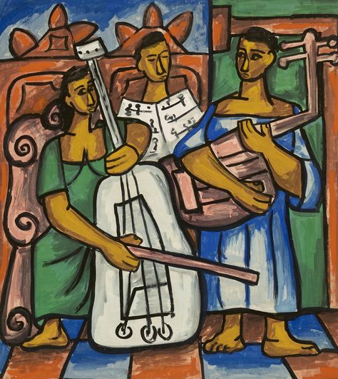 CUNDO BERMÚDEZ (1914-2008), Three Musicians | Christie's Three Musicians, Village Festival, Cuban Art, Modeling Paste, Latin American Art, Latin American, University Of California, American Artists, American Art