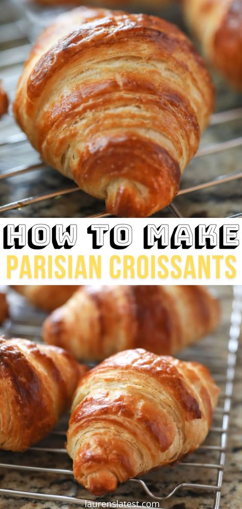 Authentic Croissant Recipe, Crossiant Recipes, Benedict Breakfast, Make Croissants, Crossant Recipes, Making Croissants, Croissants Recipe, French Croissant, Homemade Croissants