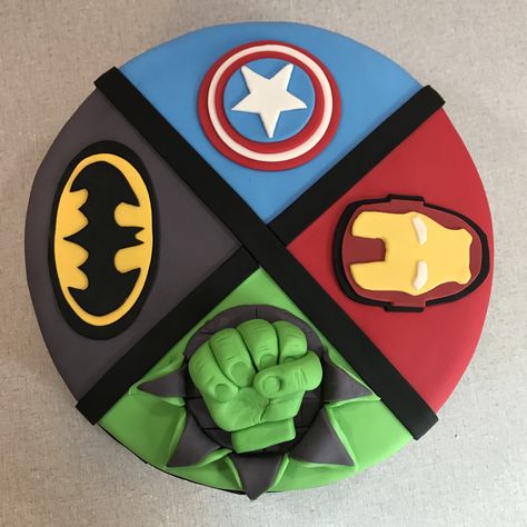 Batman And Hulk Cake, Hulk And Captain America Cake, Marvel Birthday Cake Simple, Superhero Cake For Boys, Iron Man Cake Ideas, Hulk Pasta, Avengers Cake Ideas, 3rd Birthday Cakes For Boys, Avengers Cake Design