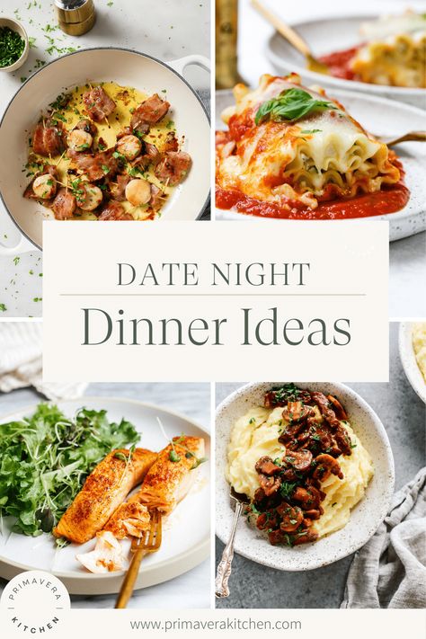 Spice up your date night with these tasty dinner ideas, adding a dash of flavor and a lot of fun to your evening together. This collection of 40 Date Night Dinner Ideas includes recipes that are so easy to make, but feel gourmet, and are sure to elevate your next date night at home. Date Night Meals At Home Easy, Date Meals At Home, Fun Dinner Ideas For Couples, Dinner Night Ideas, Date Dinner Recipes, Date Night Meals At Home, Easy Date Night Dinners, Date Night Dinner Ideas, Date Night Dinner Recipes