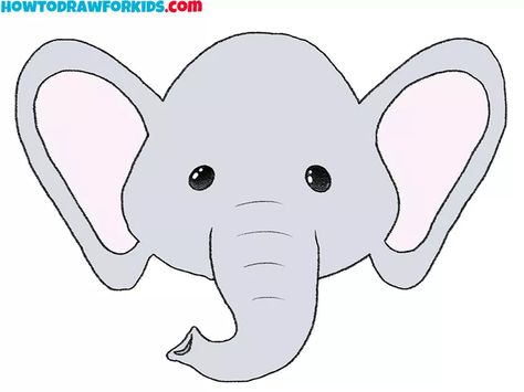 How to Draw an Elephant Head - Easy Drawing Tutorial For Kids Face Simple Drawing, Elephant Face Drawing, Elephant Head Drawing, Draw Elephant, Draw An Elephant, Elephant Ear Plant, Elephant Face, Draw Animals, Easy Drawing Tutorial