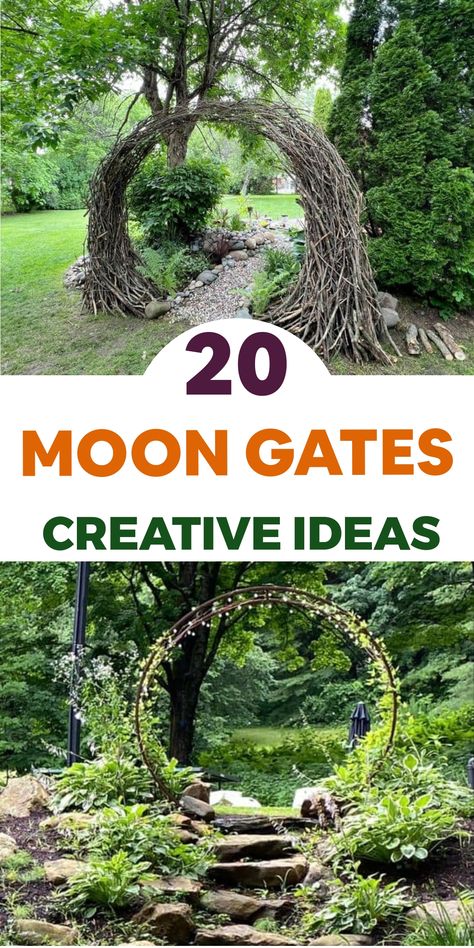 🌖 Embark on a journey of discovery and transformation with Moon Gates, stunning architectural structures that beckon you to explore the mysteries of the cosmos in your own garden. These circular gateways, inspired by ancient traditions and celestial symbolism, offer a sense of passage and transition as you move through them, connecting different parts of your outdoor sanctuary with a touch of celestial grace. Delve into the enchanting world of Moon Gates and experience the beauty and harmony th Moon Door Garden Diy, Moon Gate Garden Diy, How To Build A Moon Gate, Moongate Diy, Moon Gate Diy, Garden Mirrors Ideas Outdoors, Garden Entryway Ideas, Moon Gate Garden, Garden Arbor With Gate