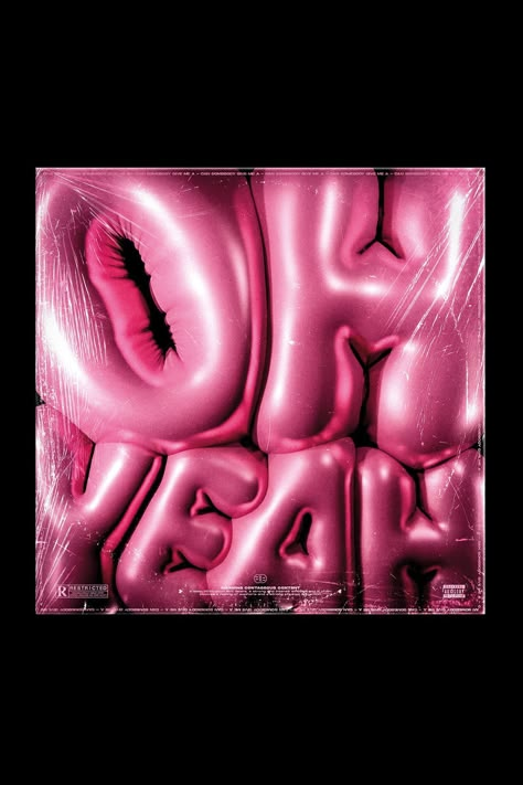 OH YEAH - Pochette d'album 3D Aesthetic Album Covers Art, Typography Album Cover, Graphic Design Posters Ideas Inspiration, Blender Graphic Design, Inflated Typography, Body Typography, 3d Album Cover, Blender Typography, 3d Cover Art