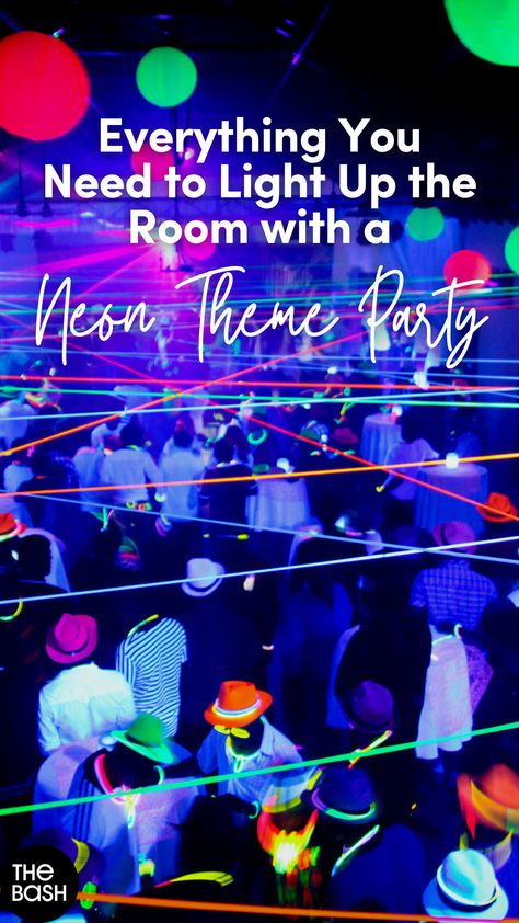 Neon Nights Dance Theme, At Home Rave Party, Neon Night Prom Theme, Outdoor Dance Party Ideas, Neon Party Food Table, Middle School Glow Dance, Neon Prom Theme Decoration, Dance Party Theme Ideas, Light Up The Night Theme Party Ideas