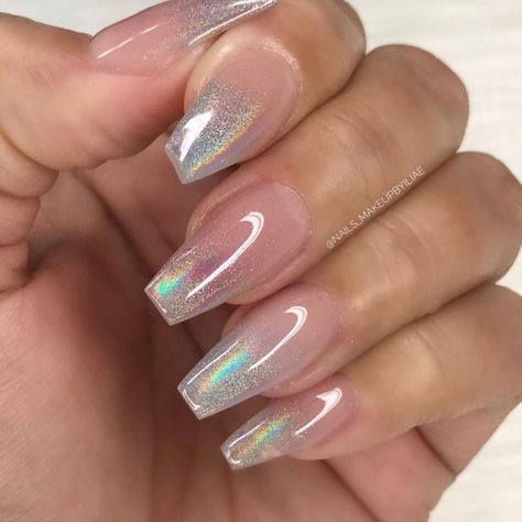 My Lover🥰 • How long was your longest relationship?👇🏼 📸: @b.a.nails_ Glitter Fade Nails, Pink Holographic Nails, Ombre Chrome Nails, Rave Nails, Cool Nails, Faded Nails, Natural Acrylic Nails, Queen Nails, Chrome Nails Designs