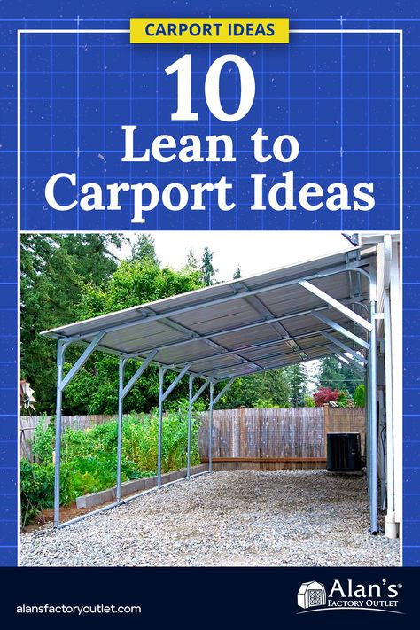 10 Lean-To Carport Ideas: Space-Efficient Shelters. Utilize your space efficiently with these lean-to carport ideas that offer protection and style. #LeanToCarport #SpaceEfficient Carport Lean To Ideas, Metal Lean To Carport, Aluminum Carport Ideas, Lean To Carport Ideas, Carport Diy How To Build, Simple Carport Ideas, Lean To Carport Against House, Car Port Ideas Carport Designs, Metal Carport Ideas