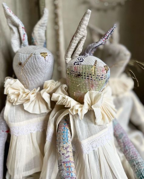 🐰 N E W 🐰 Handsome ruffle bun rag dolls handmade from our beautiful kantha quilt remnants! Each one is completely unique and one of a kind… | Instagram Vintage Rag Doll, Textile Art Dolls, Rabbit Dolls, Mermaid Dolls, Bunny Art, Rag Dolls, Toy Craft, Kantha Quilt, Rag Doll