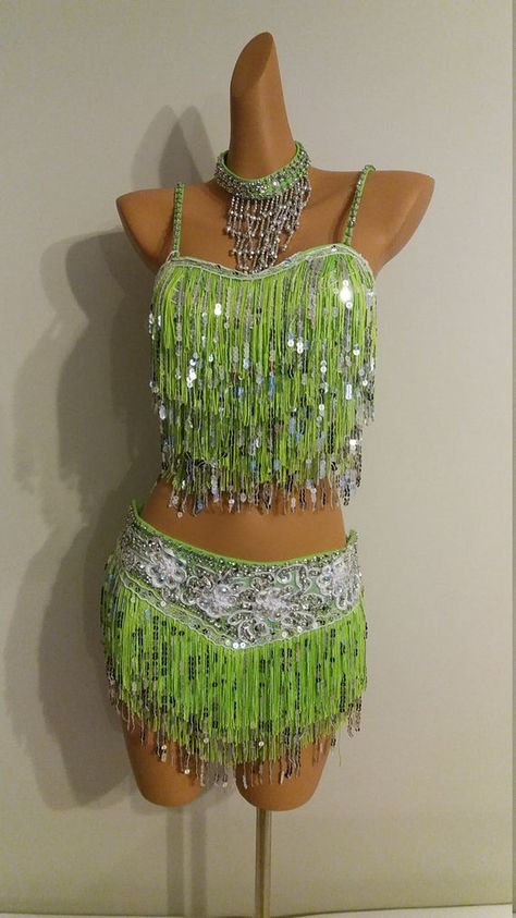 THE SAMBA SHOPLovely handmade Sequin / Beads short Skirt and matching Top, incl. with beads choker. 3-piece Set !Top / Bra have adjustable elastic, Skirt have Velcro to adjust the size ! ( See pictures )Perfect as a Samba or Dance competition Dress or for Clubbing an a night out !This listing is for :LIME GREEN Fringe / Beads Skirt + Top Set. Incl. beads Choker !  3-Piece Set !   ( Please see all pictures ! )We have many more colors of this gorgeous Skirt / Top Sets in stock, please browse in ou Samba Carnival Outfit, Brazilian Dancer Costume, Brazilian Theme Party Outfit, Brazil Carnaval Costume, Brazilian Samba Costume, Carnival Outfit Brazil, Brazil Carnival Outfit, Rio Carnival Outfit, Carnaval Outfit Brazil