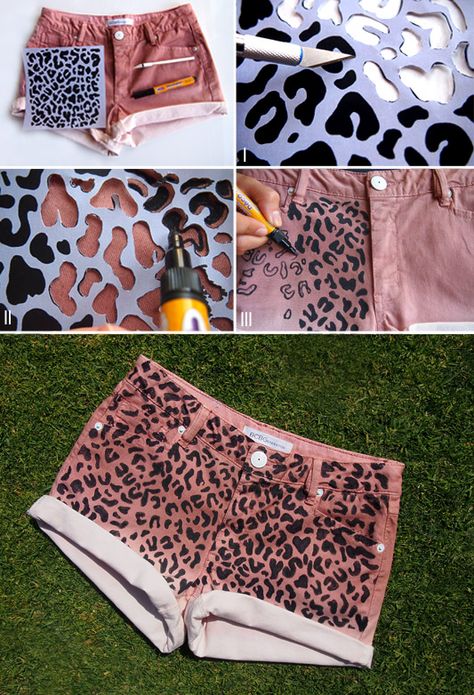 leopard print Cheetah Shorts, Shorts Diy, Diy Clothes Refashion, Diy Shorts, Astuces Diy, Diy Vetement, Leopard Print Shorts, Mötley Crüe, Fashion Project