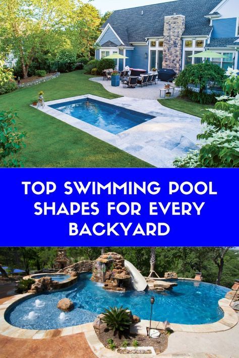 Explore various pool shapes like rectangular, kidney, L-shaped, freeform, and geometric. Each shape offers unique aesthetics and functionality, catering to different backyard sizes and styles. Custom Pool Designs, Swimming Pool Shapes, Free Form Pools, Freeform Pool Designs, Small Inground Pool, Kidney Shaped Pool, Pool Play, Rectangle Pool, Freeform Pools