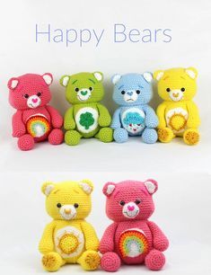 My Love Crochet - Happy Bears Free Crochet Pattern: https://yourcrochet.com/happy-bears-free-crochet-pattern/ | Facebook Happy Bears Free Crochet Pattern, Stash Jar Crochet Pattern, Crochet Stash Jar Pattern Free, Crochet Stash Jar, Stash Jar, Bear Pride, Stash Jars, Crochet Teddy Bear, Crochet Teddy