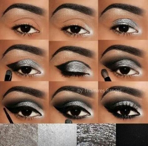 When #smokyeye meets #glitter... Smokey Eye Makeup Steps, Black Smokey Eye Makeup, Make Up Designs, Makeup Pictorial, Beginners Eye Makeup, Eye Makeup Techniques, Smokey Eye Makeup Tutorial, Makeup For Black Skin, Eye Makeup Pictures