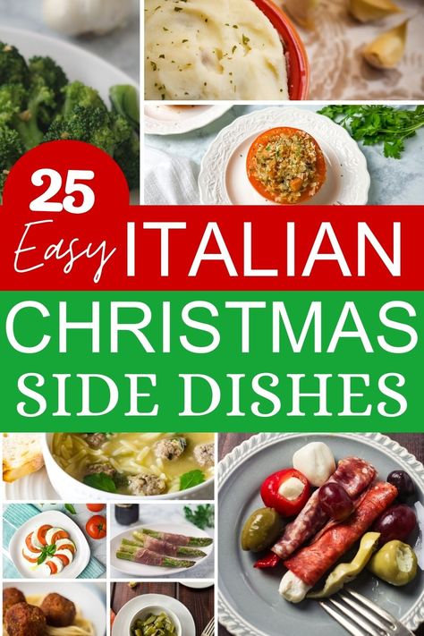 Get inspired with these easy and delicious Italian side dishes for Christmas dinner. These will go with a variety of main courses whether ham, chicken roast or pasta. And if you celebrate the Seven Feasts on Christmas Eve, I've got you covered too. These Christmas side dishes are loaded with Italian flavor making sure everyone will enjoy them!. Side Dishes For Christmas, Italian Holiday Recipes, Italian Christmas Eve Dinner, Christmas Recipes Sides, Dishes For Christmas, Italian Side Dish, Italian Christmas Dinner, Christmas Dinner Sides, Italian Cooking Recipes