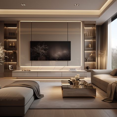 Ruang Tv, Latest Living Room Designs, Living Room Design Inspiration, Design Salon, Tv Wall Design, Vanity Lights, Cfl Bulbs, Living Room Design Decor, Home Design Living Room