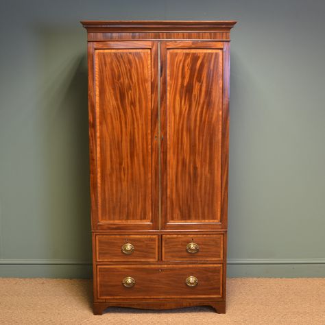 Unusual Regency Small Mahogany Antique Linen Press Antique Linen Press, Antique Wardrobe, Linen Press, Antique Linens, Antique Furniture, 19th Century, Furniture, Home Decor, Home Décor