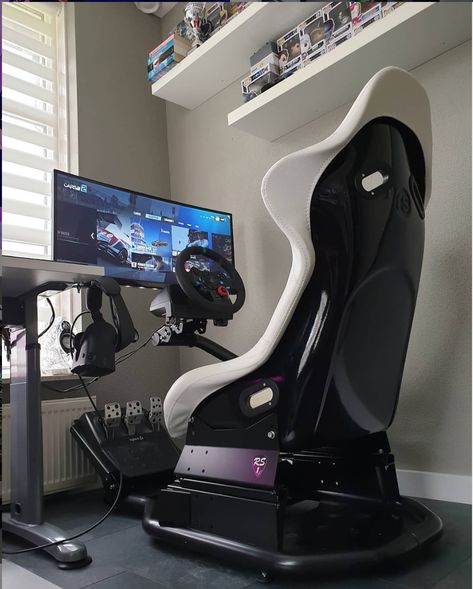 Racing Setup, Gaming Desk Chair, Dream Setup, Urban Kitchen, Gaming Furniture, Video Game Room Design, Video Game Rooms, Racing Simulator, Gaming Chairs